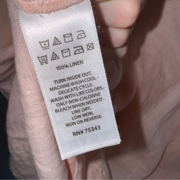 Women's C&C California 100% Linen Pink Long Sleeve Top - Picture 7 of 7